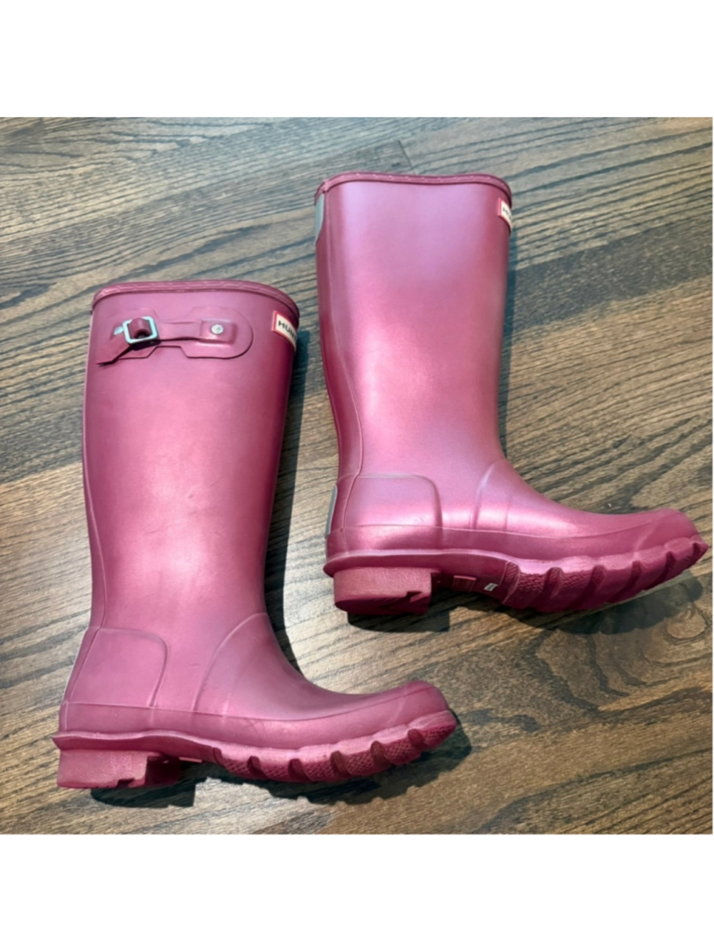 Hunter Tall Gloss Pink Rain Boots Girl’s Size 4